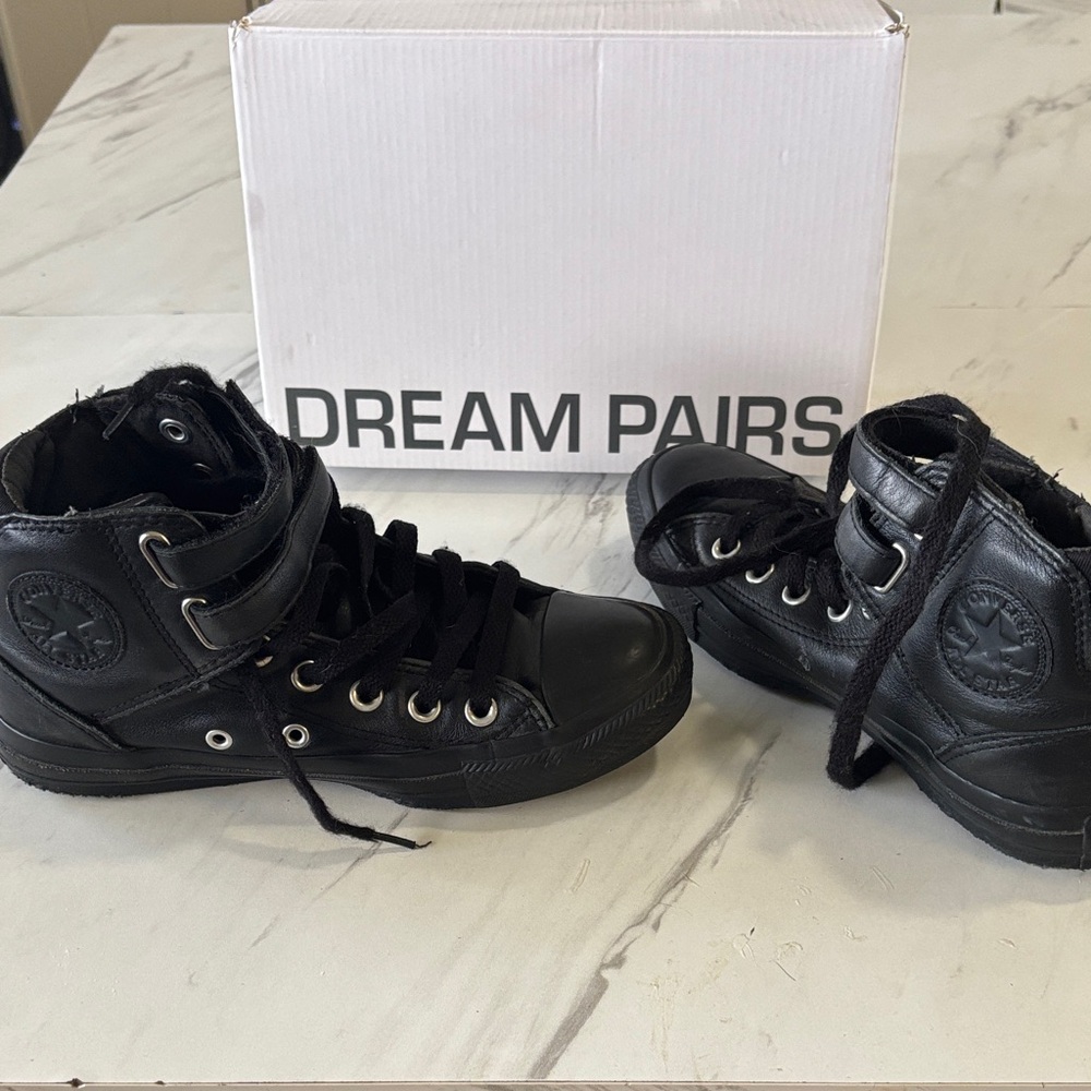 Converse All Star Black leather High-Top Sneakers size 7
